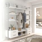 Estantería modular cajonera de 3 cuerpos para vestidor plata y blanco