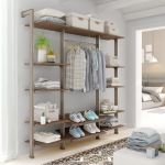 Estantería modular de 3 cuerpos para vestidor bronce y roble tricio