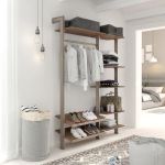 Estantería modular de 2 cuerpos para vestidor bronce y roble tricio
