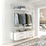 Estantería modular cajonera de 2 cuerpos para vestidor plata y blanco