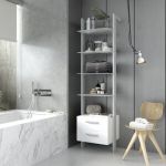 Estantería modular cajonera de 1 cuerpo para baño plata y blanco