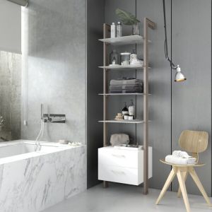 Estantería modular cajonera de 1 cuerpo para baño bronce y blanco