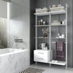 Estantería modular cajonera de 2 cuerpos para baño plata y blanco