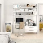 Estantería modular cajonera de 2 cuerpos para dormitorio plata y blanco