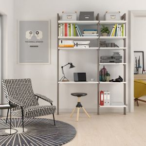 Estantería modular de 2 cuerpos para dormitorio bronce y blanco