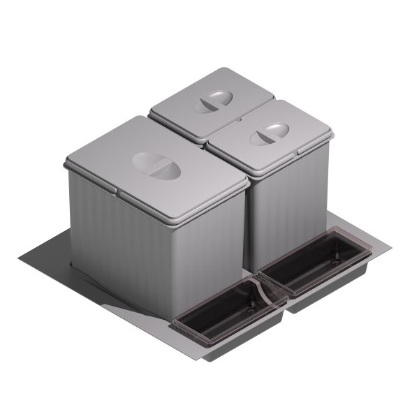 Relaxdays Contenedor de reciclaje para la cocina, Deslizable, 2 cubos de  8L, Empotrable, Plástico, 35 x