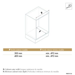 Despensero extraíble basal para muebles con ancho exterior 400mm